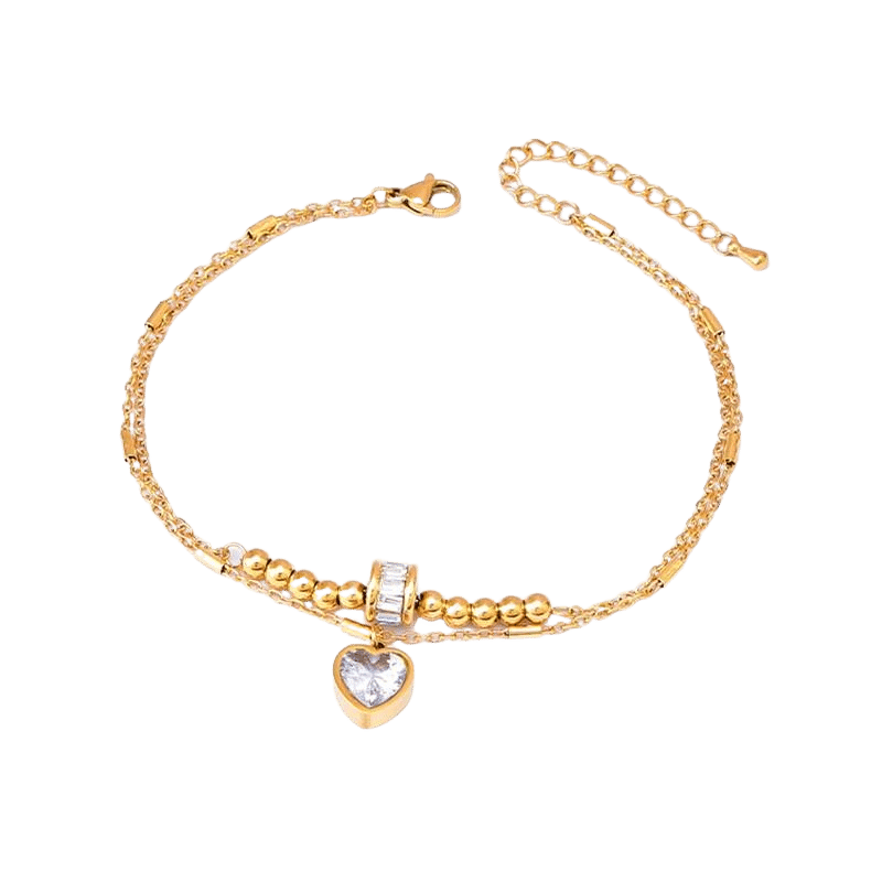 Butterfly and Heart Charm Anklet