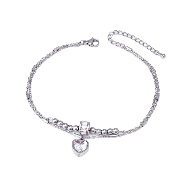 Butterfly and Heart Charm Anklet