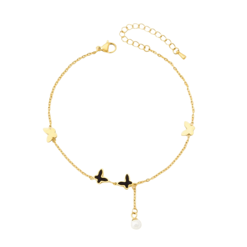 Numerous Butterflies Pearl Tassel Anklet