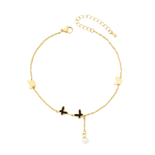 Numerous Butterflies Pearl Tassel Anklet